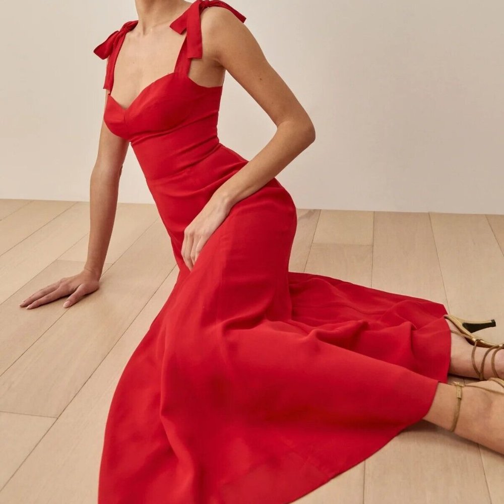 The Reformation Cherry Red Nadira Sleeveless Dress Size 4 *Hemmed* Altered